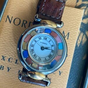 1994 FOSSIL MULTI COLOR STONE WATCH ES-8585